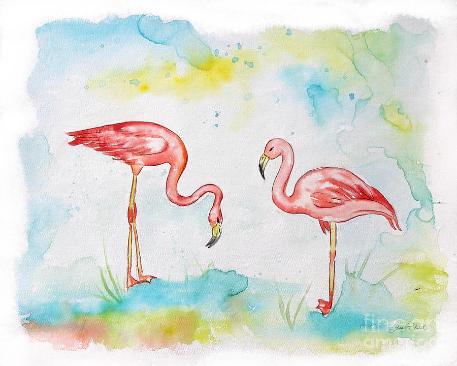 Pink Flamingo-A Painting by Jean Plout