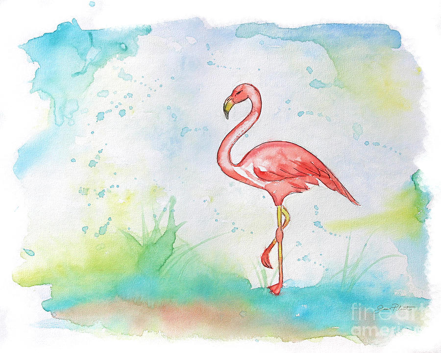 Pink Flamingo-B Painting by Jean Plout