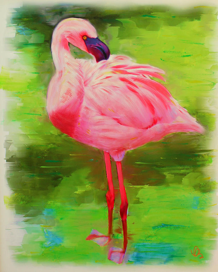 Pink Flamingo Painting by Deborah Boyd
