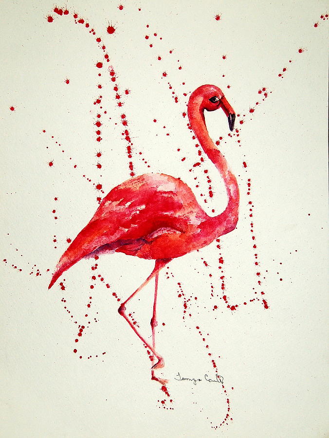 pink flamingo painting abstract