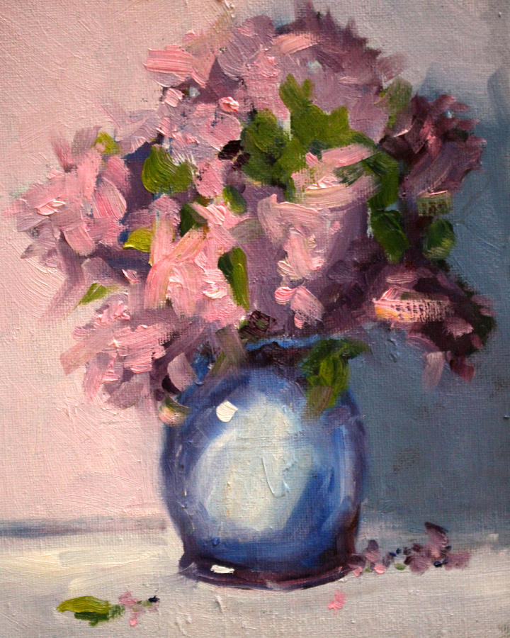 Pink Floral Painting by Nancy Merkle