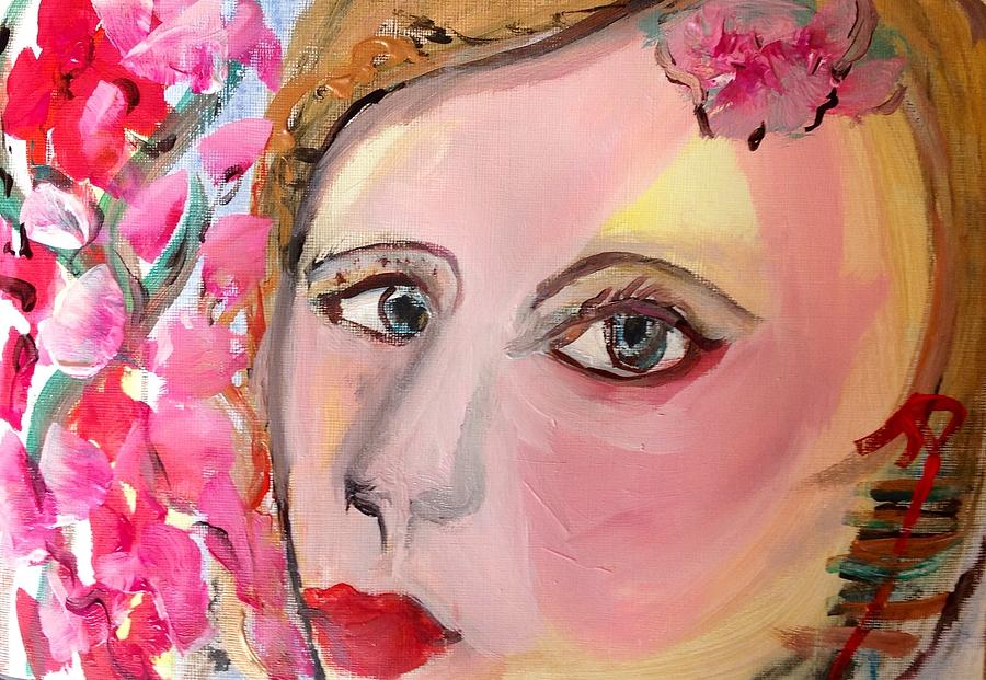 Pink Flower Fairy Painting by Judith Desrosiers