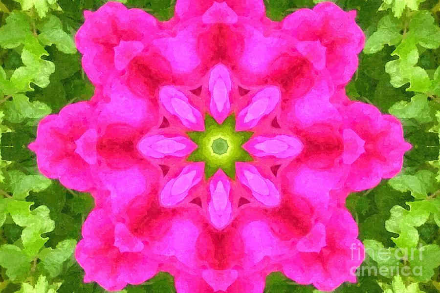Pink Flower Maze Painterly Style Digital Art by Barbara A Griffin