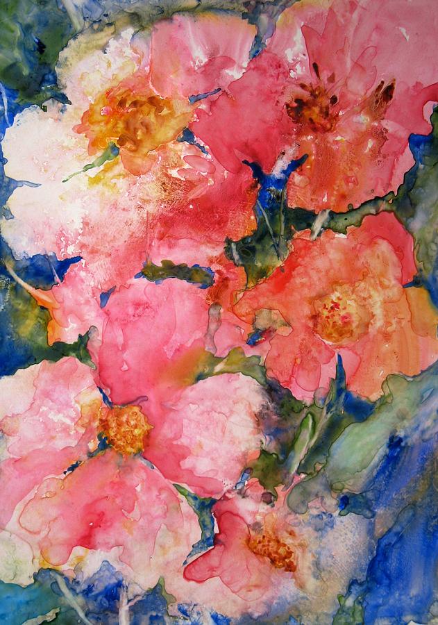 Nature Painting - Pink Flowers by Cynthia Roudebush