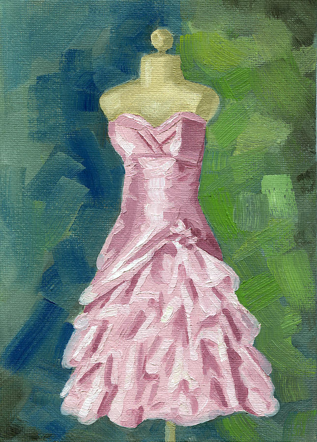 Pink Dress Painting - Pink Fluff Dress by Shalece Elynne