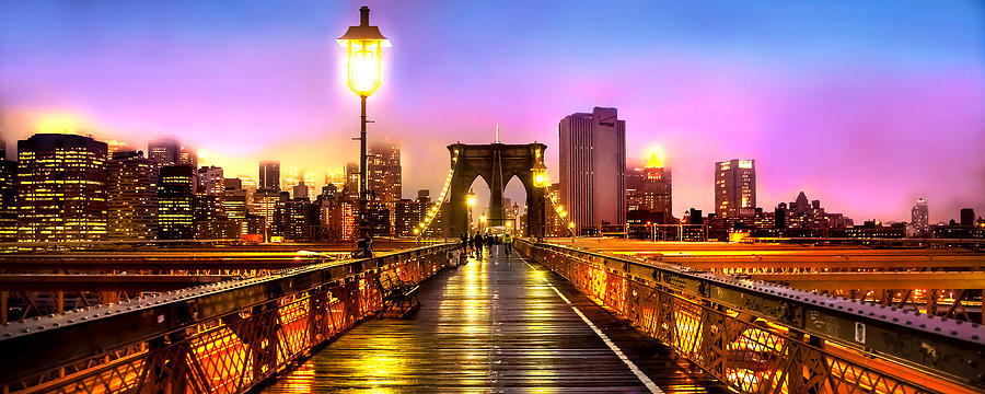Brooklyn Bridge Photograph - Pink Fog Of New York City by Az Jackson