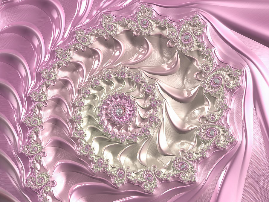 Pink fractal spiral art bright and luxe Digital Art by Matthias Hauser