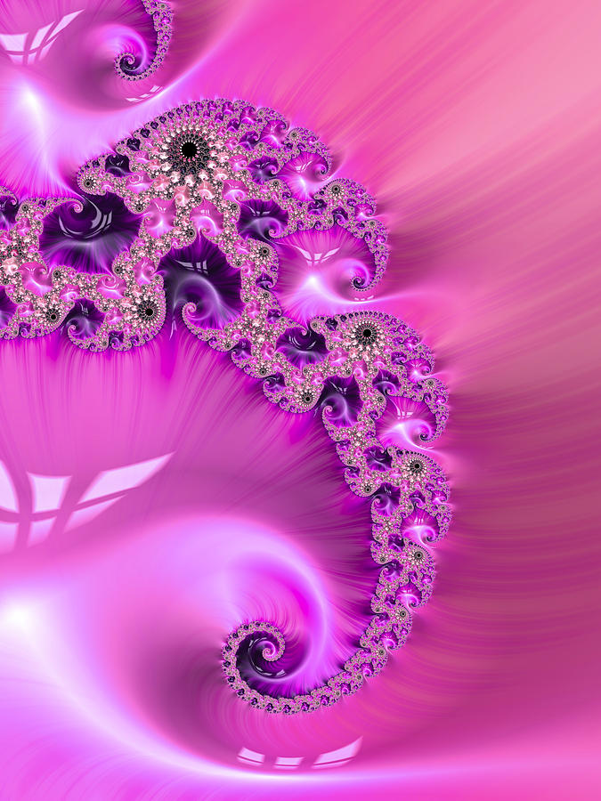 Pink Fractal Spiral For Girls Digital Art