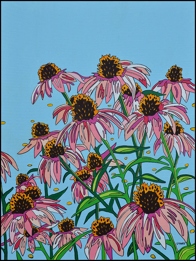 Pink Garden Painting by Mike Stanko