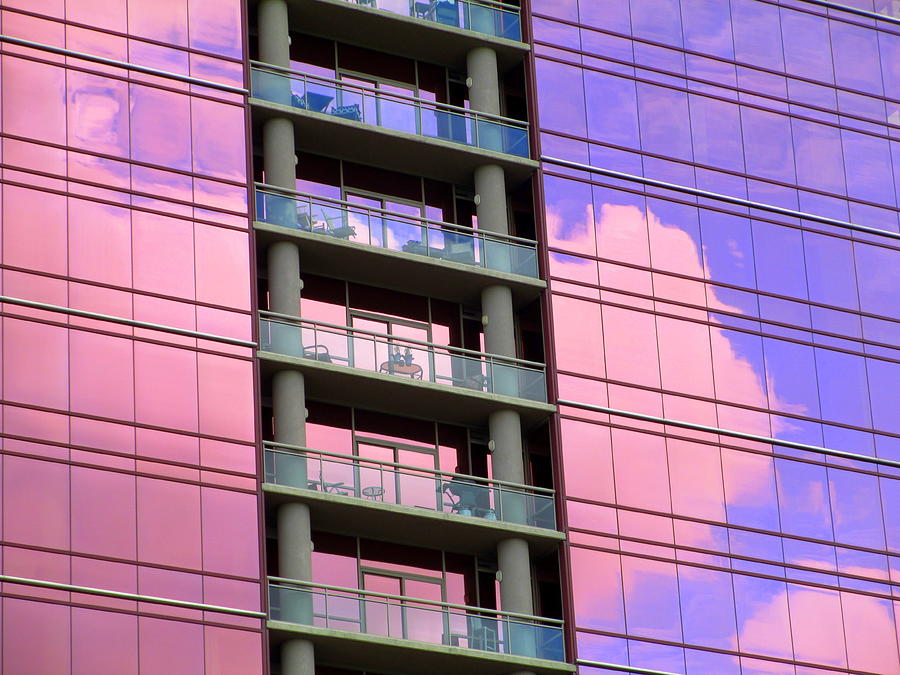 Architecture Photograph - Pink Glass Clouds by Randall Weidner