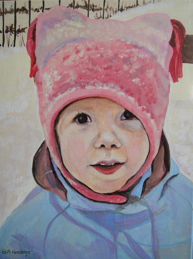 Pink Hat Painting by Edith Hunsberger