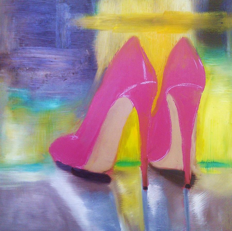 Pink Heel Painting by Diego Monterrubio - Fine Art America