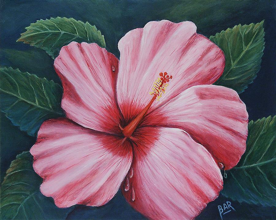 Nature Painting - Pink Hibiscus by Barbara Robertson