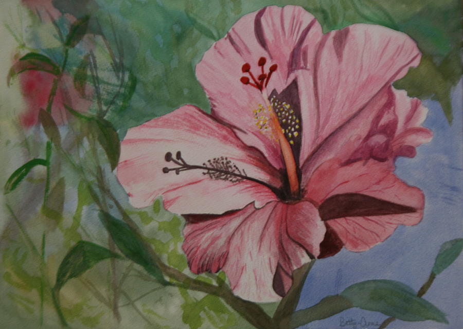 Pink Hibiscus Painting by Betty-Anne McDonald