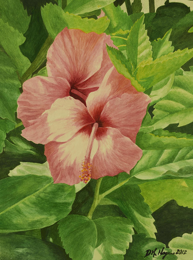 Pink Hibiscus Painting by DK Nagano