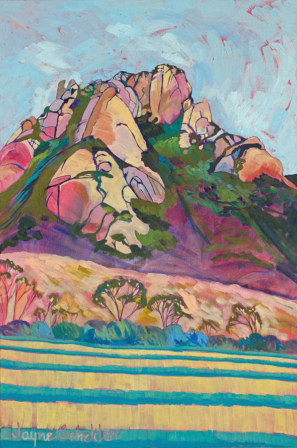 Landscape Painting - Pink Hollister Peak by Jayne Schelden
