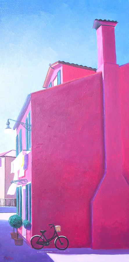 Pink House in Burano Italy Painting by Jan Matson