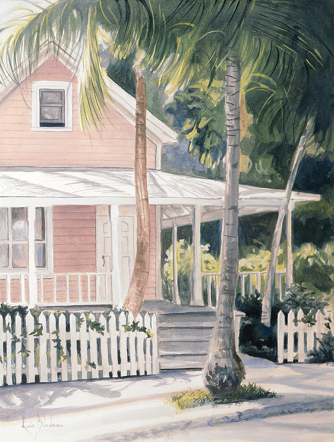 Pink House Painting by Lucie Bilodeau