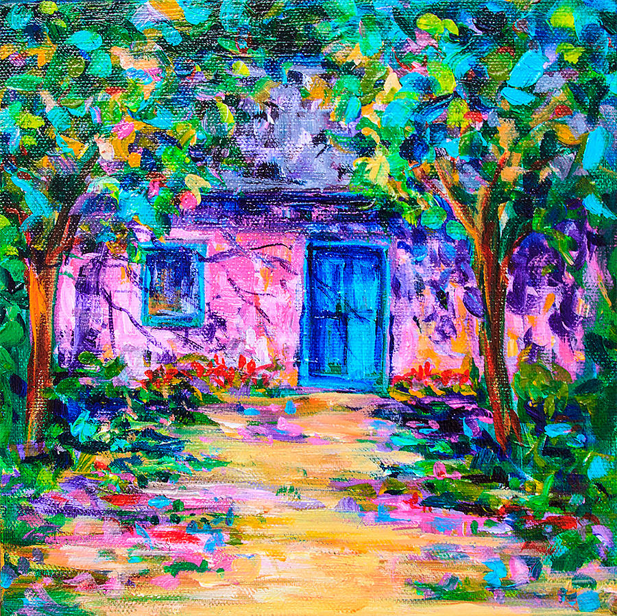 Pink House Painting by Sally Quillin