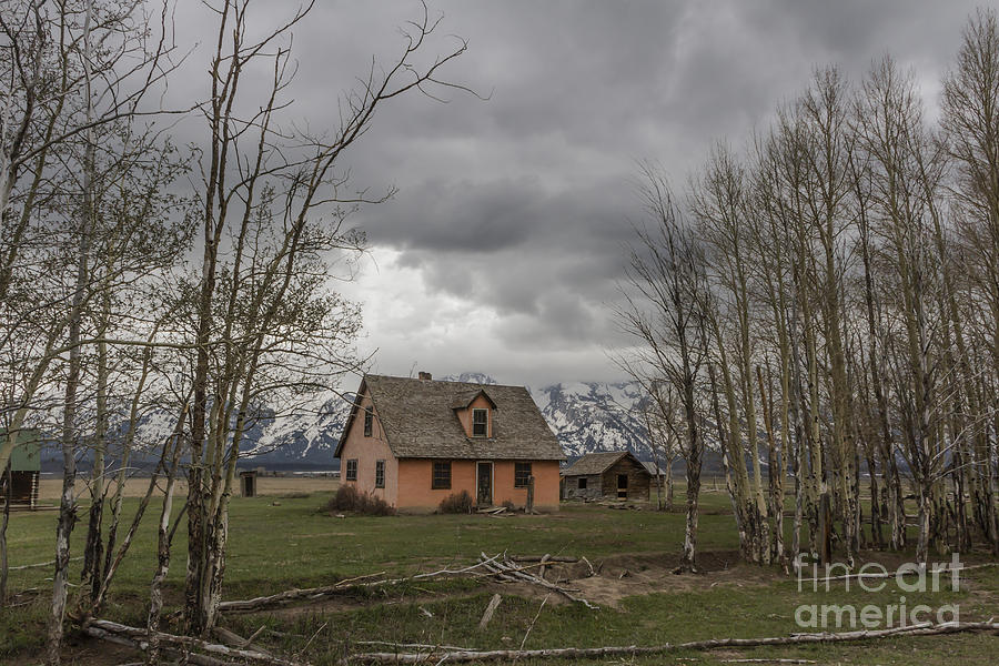 Pink House With Tetons at Grand Teton National Park Photograph by Steve Triplett