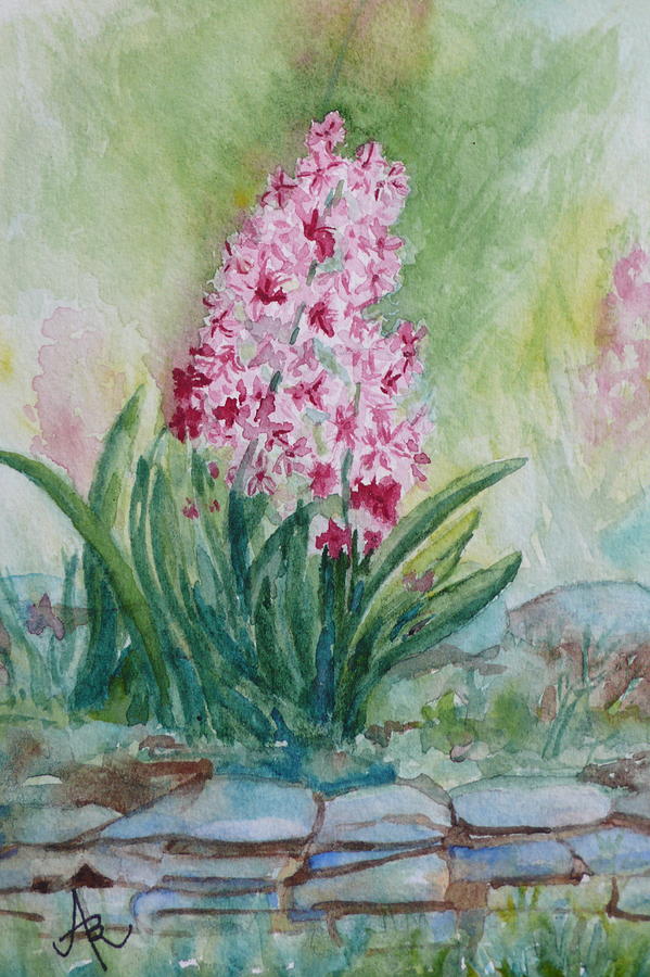 Pink Hyacint Painting by Anna Ruzsan