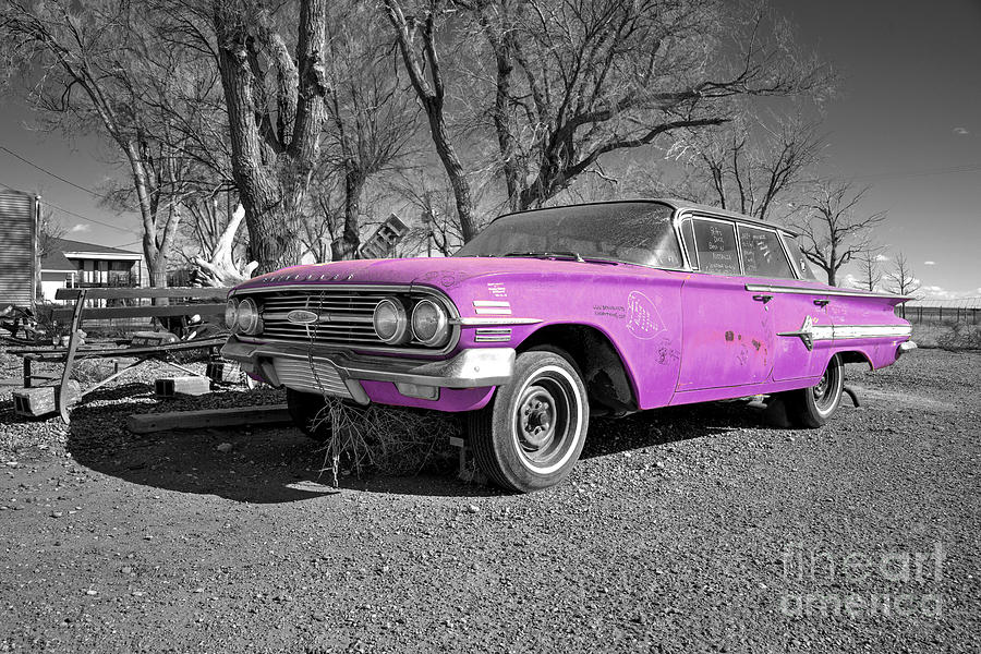 Vintage Photograph - Pink Impala by Rob Hawkins