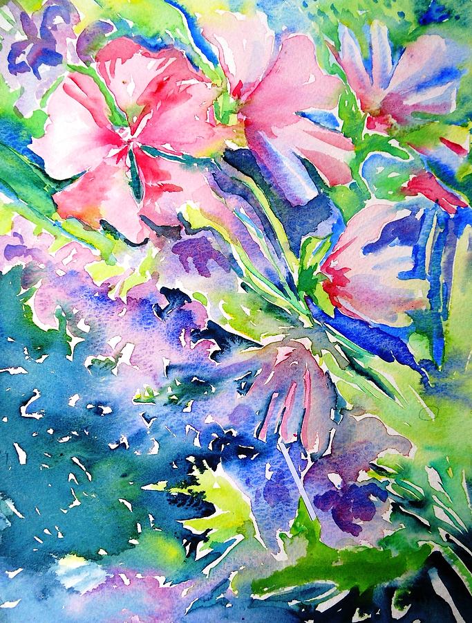Pink Lavatera Profusion Painting by Trudi Doyle