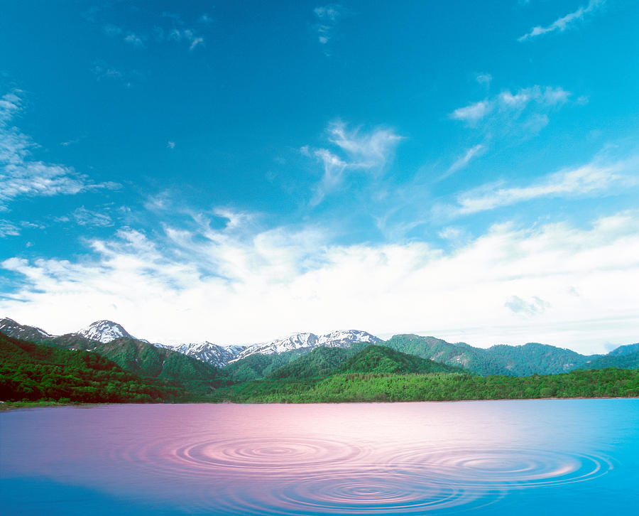 Mountain Photograph - Pink Light Cast Down On Two Rings by Panoramic Images