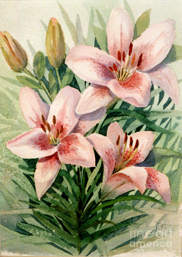 Pink Lilies Painting by Marilyn Smith