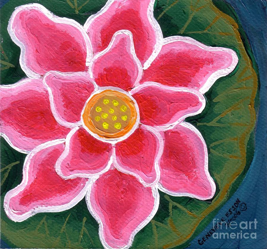 Pink Water Lily Painting by Genevieve Esson