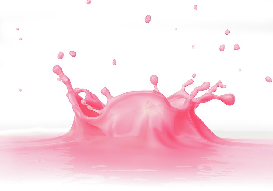 Pink Liquid Splashing By Leonello Calvetti