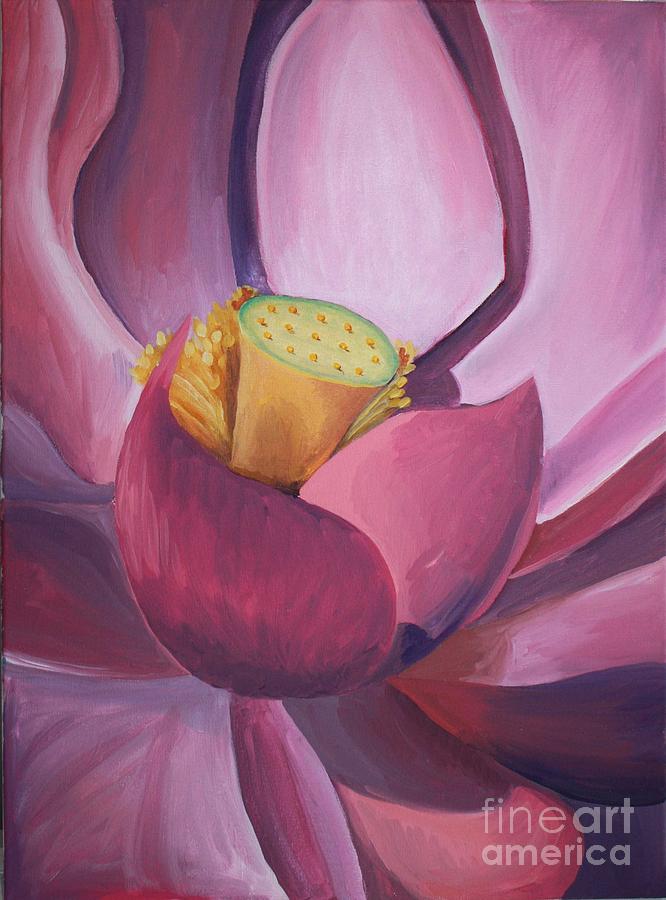 Pink Lotus Painting by Crystal Morin