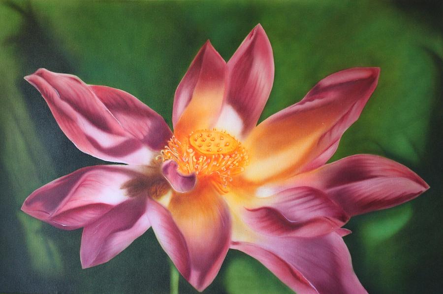 Flowers Still Life Painting - Pink Lotus by Nicko Gutierrez