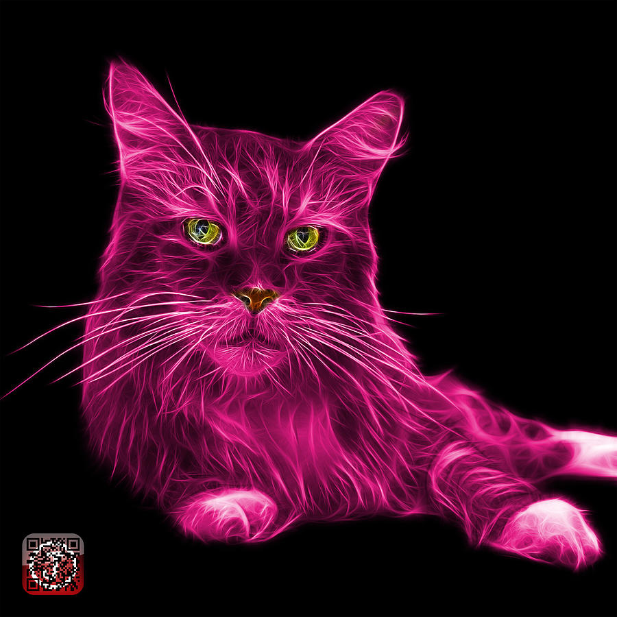 Pink Maine Coon Cat - 3926 - BB Painting by James Ahn