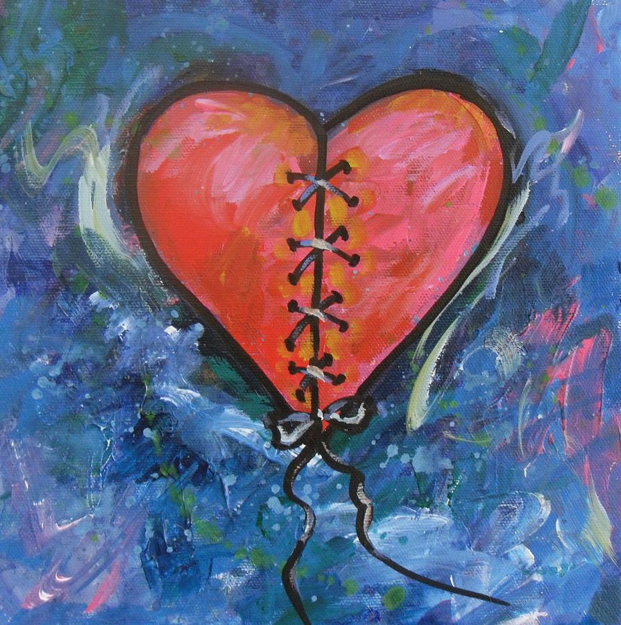 Pink Mended Broken Heart Painting by Carol Suzanne Niebuhr