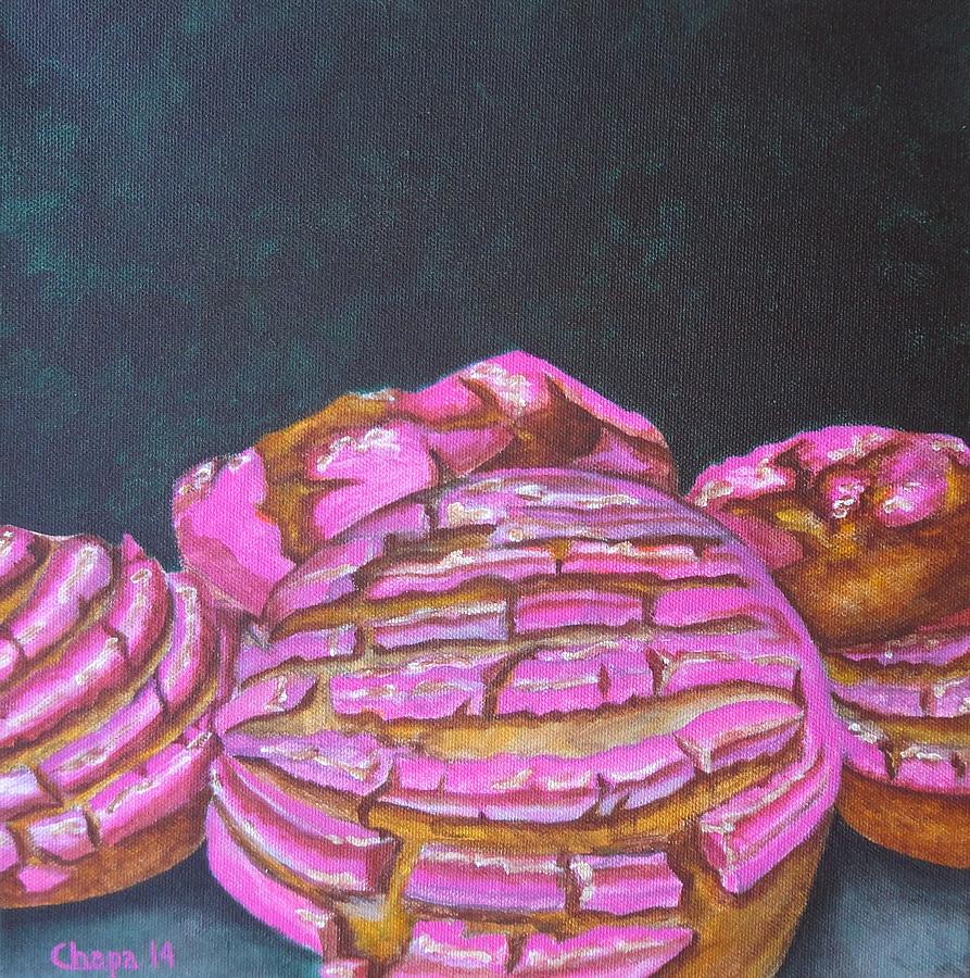 Pink Molletes Painting by Manny Chapa