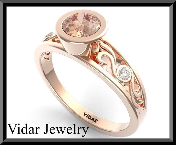 Gemstone Jewelry - Pink Morganite And Diamond 14k Rose Gold Engagement Ring by Roi Avidar