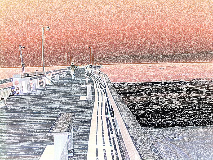 Ocean Sunset Photograph - Pink Motel Pier by R Kell