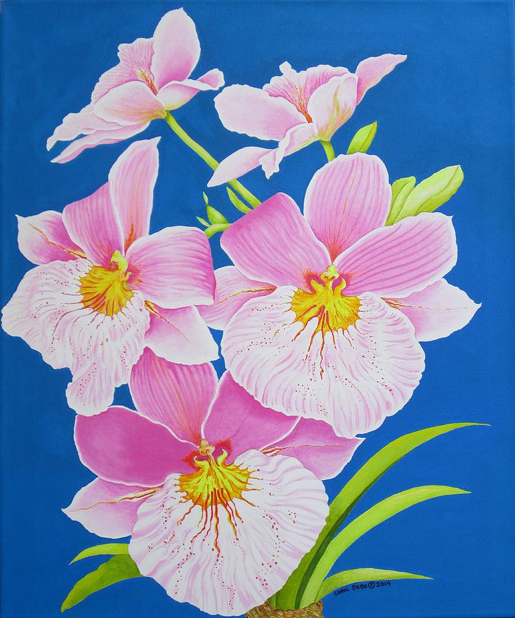 Pink Orchids Painting by Carol Sabo