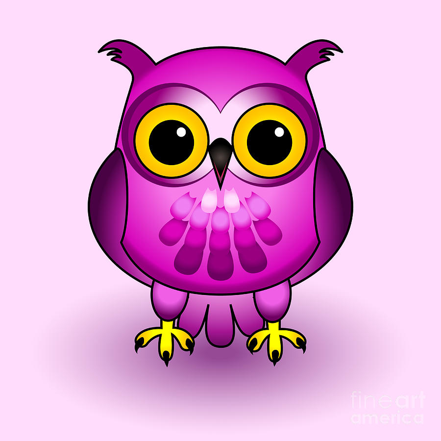 pink baby owl cartoon