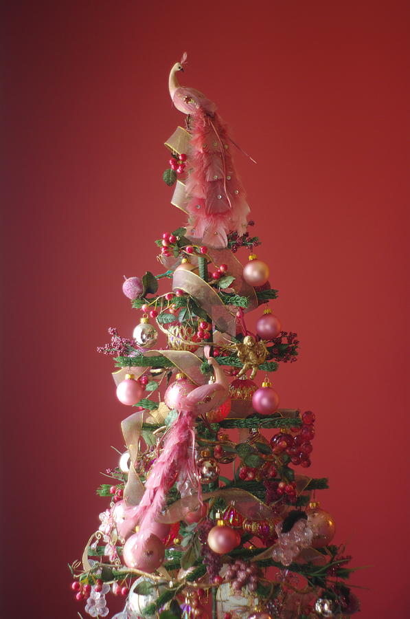 Pink Peacock Christmas Tree Photograph by Suzanne Powers
