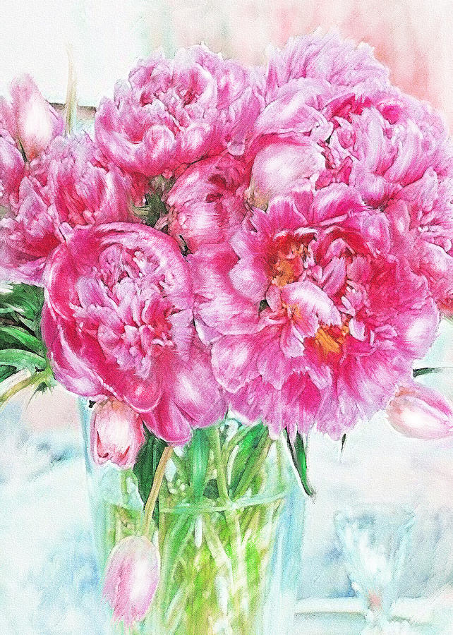 Pink Peonies Digital Art by Jane Schnetlage