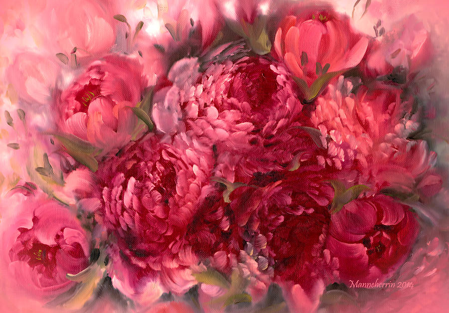 Pink Peonies Painting by Melissa Herrin