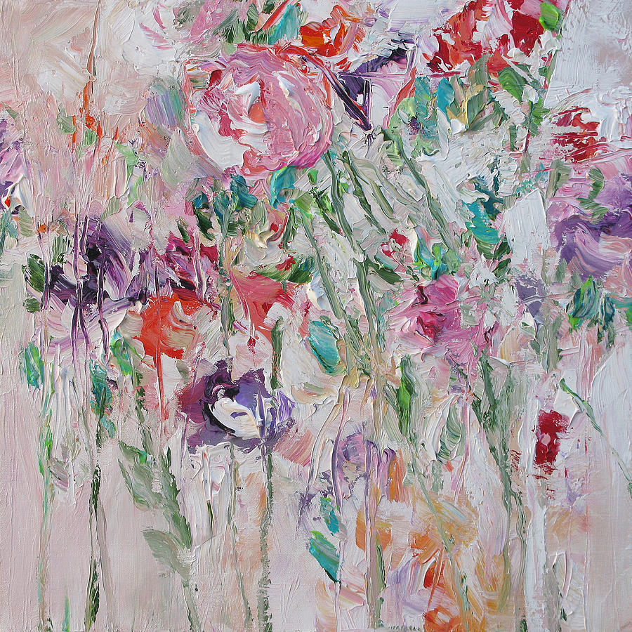 Pink Peony Painting by Linda Monfort