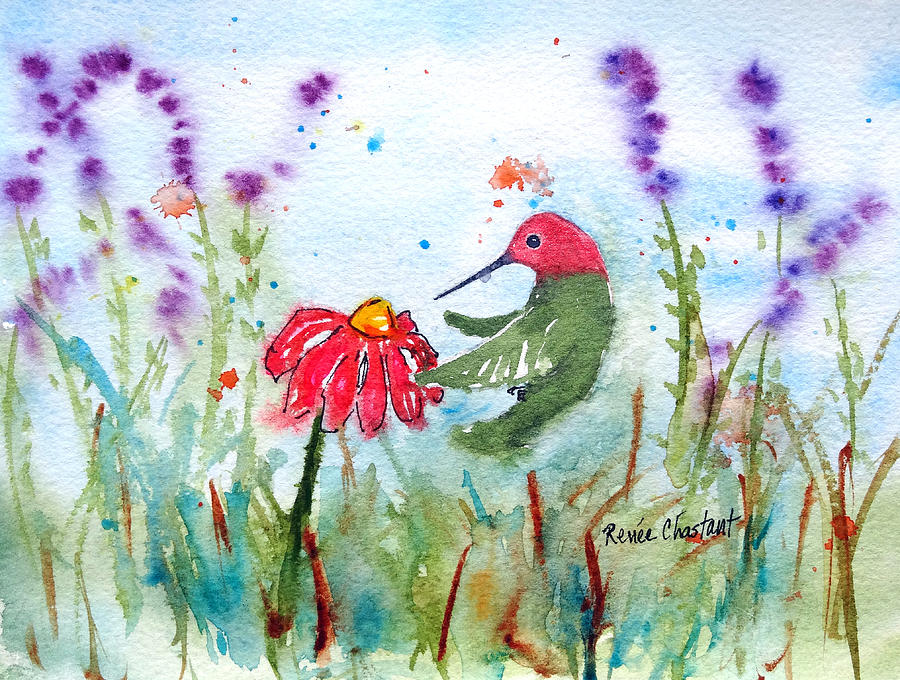 Hummingbird Painting - Pink Petites by Renee Chastant Hummingbird Painting - Pink Petites by Renee Chastant