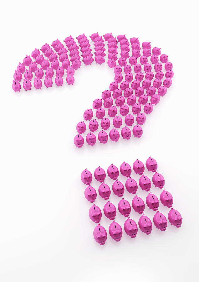 Pink Piggy Banks Forming Question Mark Photograph by Ikon Ikon Images