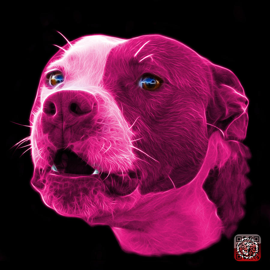 Pitbull Mixed Media - Pink Pitbull Dog 7769 - Bb - Fractal Dog Art by James...