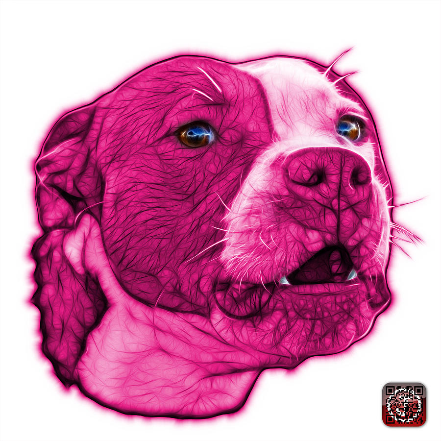Pink Pitbull Dog Art - 7769 - Wb - Fractal Dog Art Mixed Media by James Ahn
