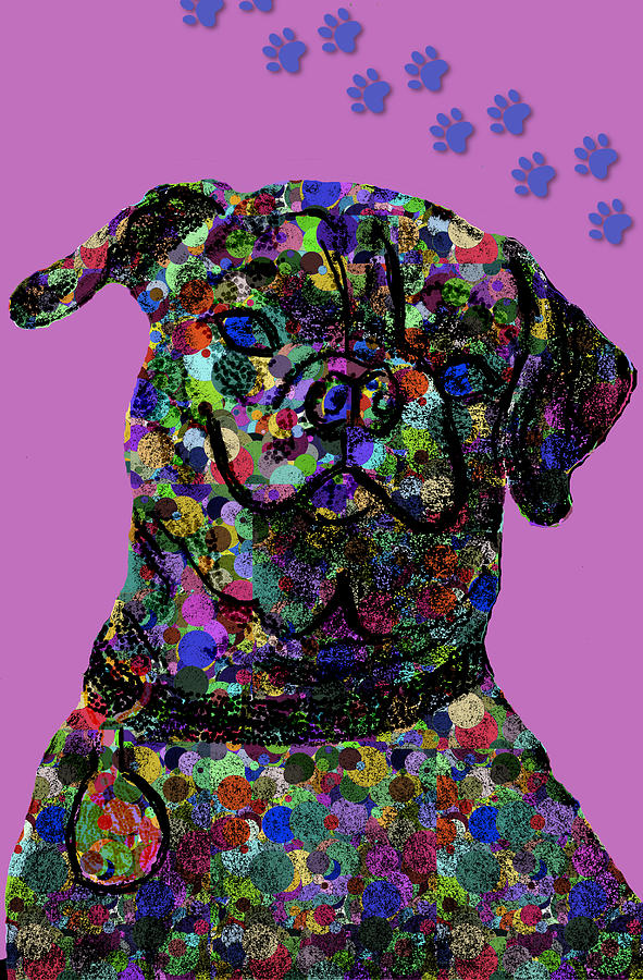 Pink Polkadot Pug 2 Digital Art by Chris Goulette