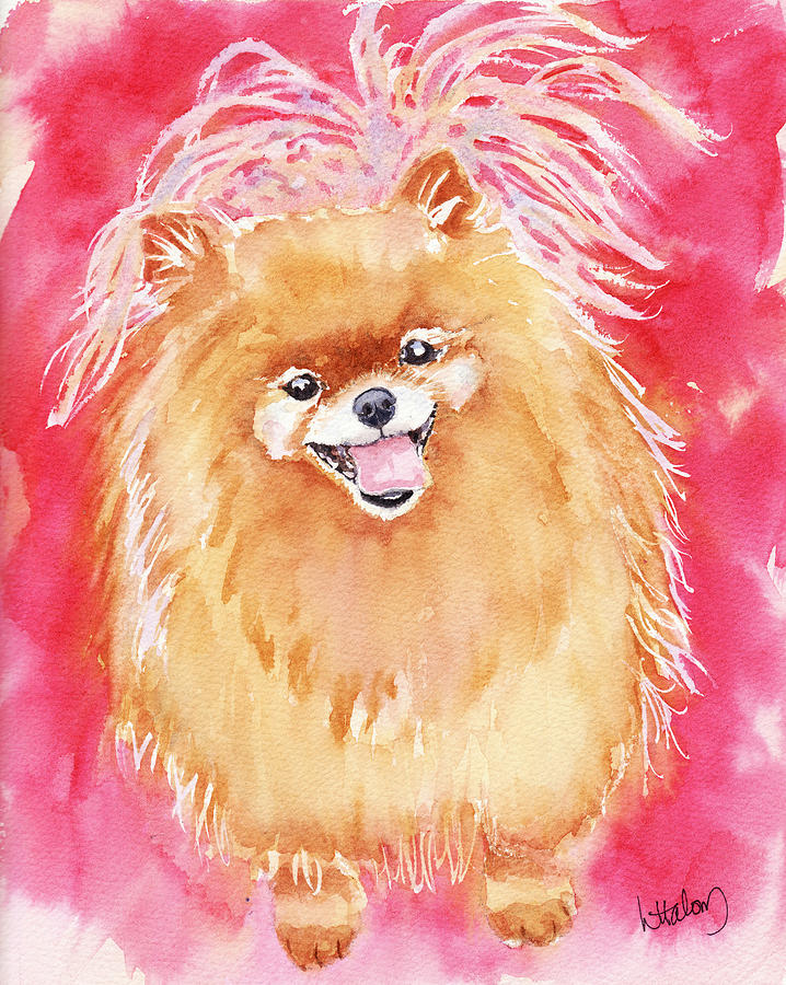 Pink Pom Painting by Greg and Linda Halom